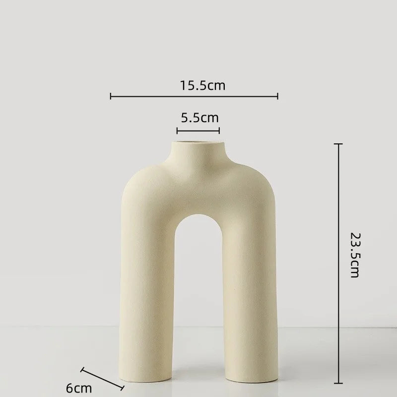 DecorBites™ Geometric Ceramic Vase: Hollowed-out Letters Flower Arrangement Home Decor