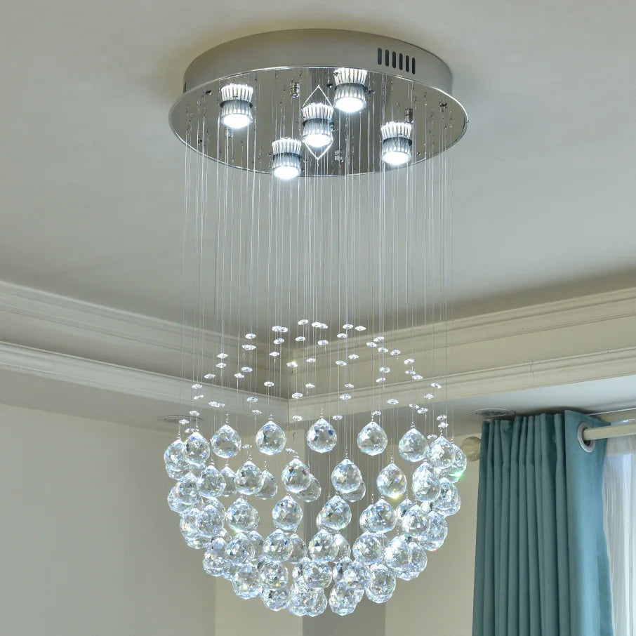 DecorBites™ ثريا سقف كرة كريستال: وحدة إضاءة LED أنيقة لديكور المنزل