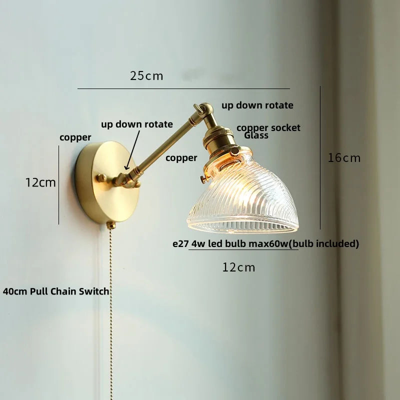 DecorBites™ Ceramic Copper LED Wall Lights with Pull Chain Switch - Nordic Modern Bedside Lamp