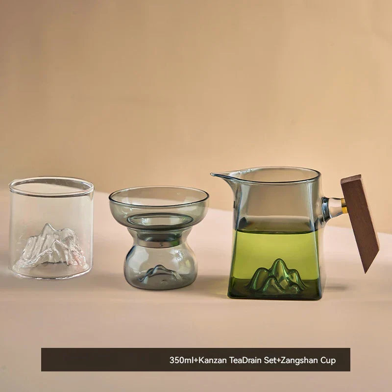 طقم كوب شاي زجاجي كونغ فو من DecorBites™ بمقبض وفلتر، 350 مل