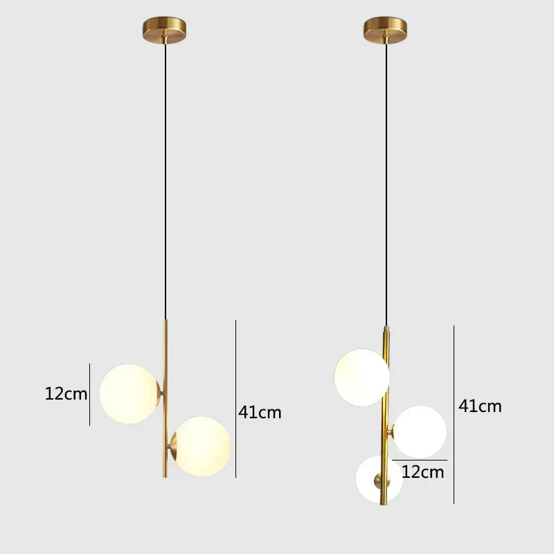 DecorBites™ Glass Ball LED Pendant Light Brass Black Modern Decor Fixture