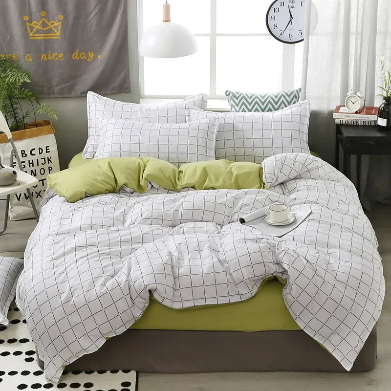 DecorBites™ 4-Piece Geometric Floral Quilt Cover Set for 1.5/1.8/2M Beds