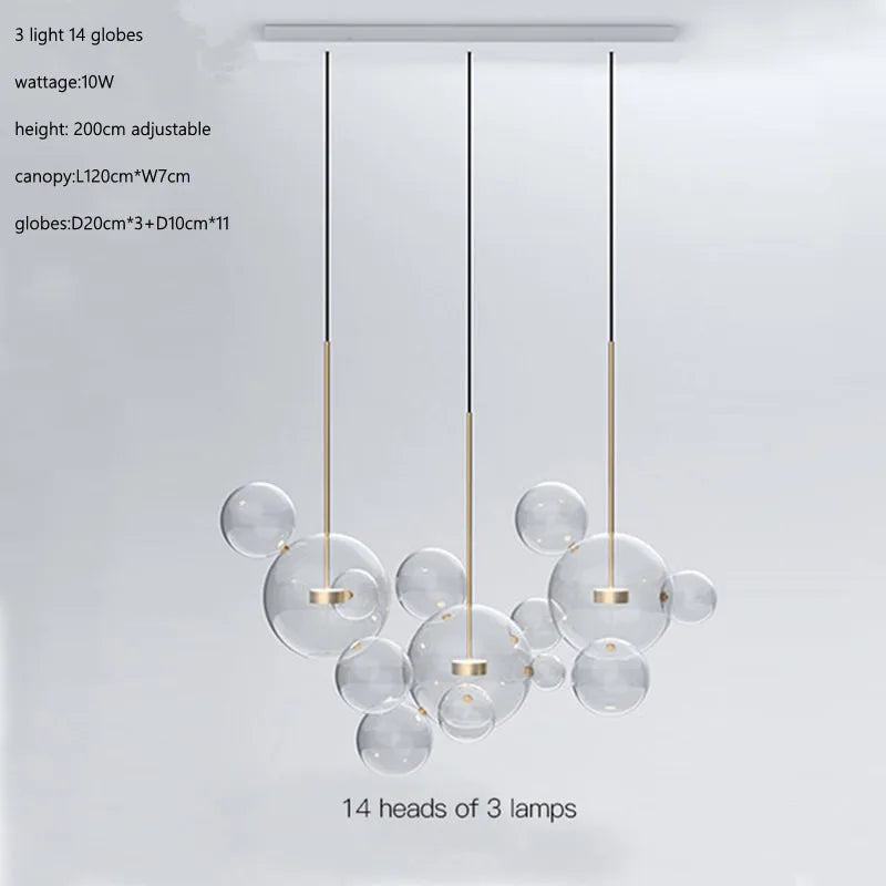 DecorBites™ Glass Bubble Ball LED Chandelier Mickey Light for Modern Indoor Spaces