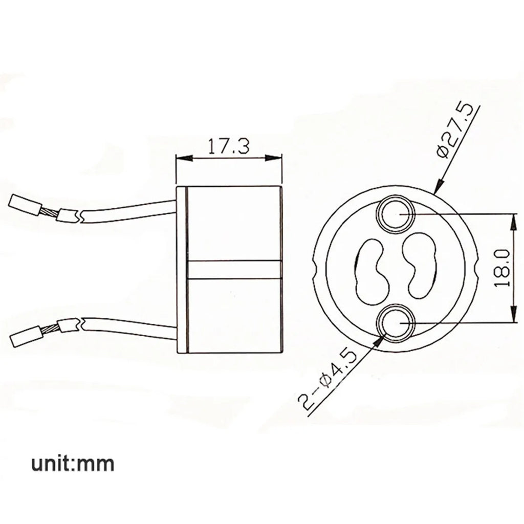 DecorBites™ GU10 Ceramic Socket Holder with Metal Bracket for Halogen Incandescent Bulb