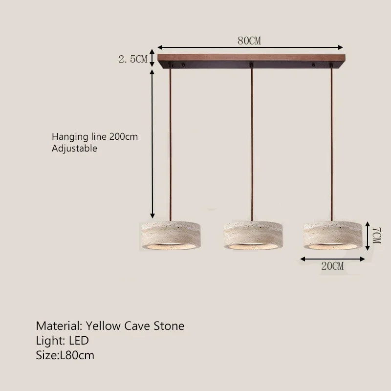 Wabi-Sabi Round Travertine Stone Pendant Light