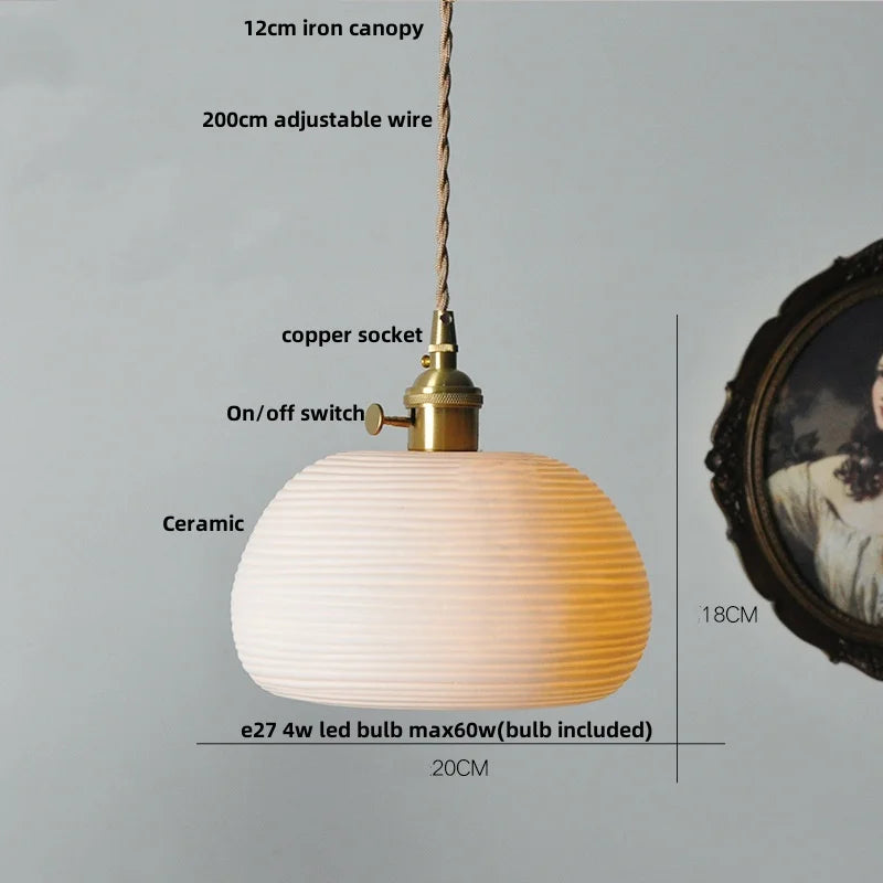 DecorBites™ Ceramic Copper Pendant Light Bar Coffee Kitchen E27 Knob Switch LED Fixture