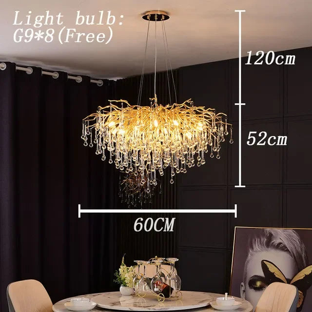 ثريا DecorBites™ Crystal Branch لغرفة المعيشة وغرفة النوم، مصباح قلادة LED