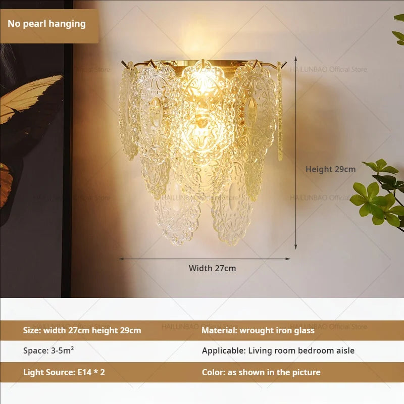 DecorBites™ مصباح حائط زجاجي كريستالي فاخر للممرات وغرف المعيشة وغرف النوم والإضاءة في الممرات