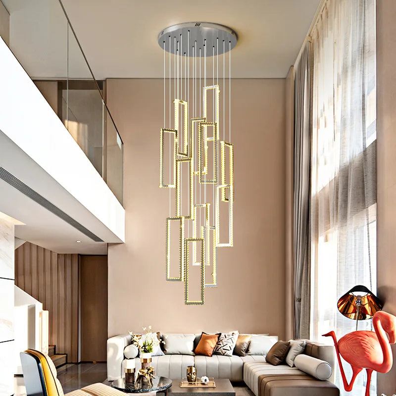 DecorBites™ Crystal LED Pendant Light Luxury Stairs Lustre Modern Lighting Fixture