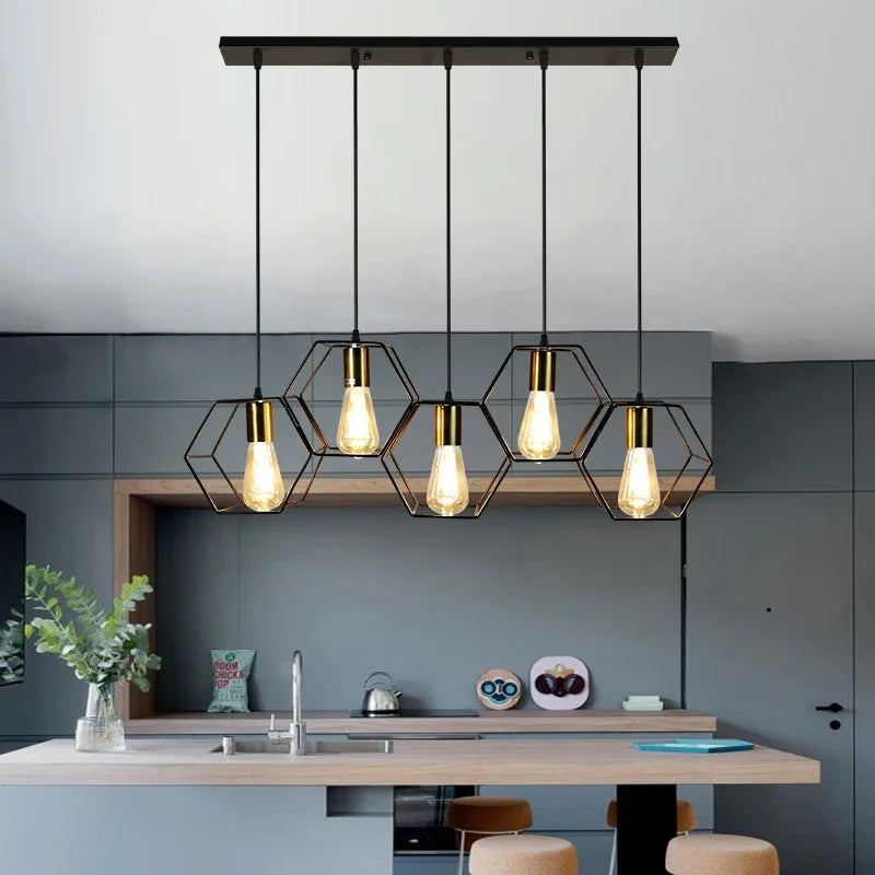 DecorBites™ Industrial LED Hanging Pendant Light Fixture for Dining Room and Living Room