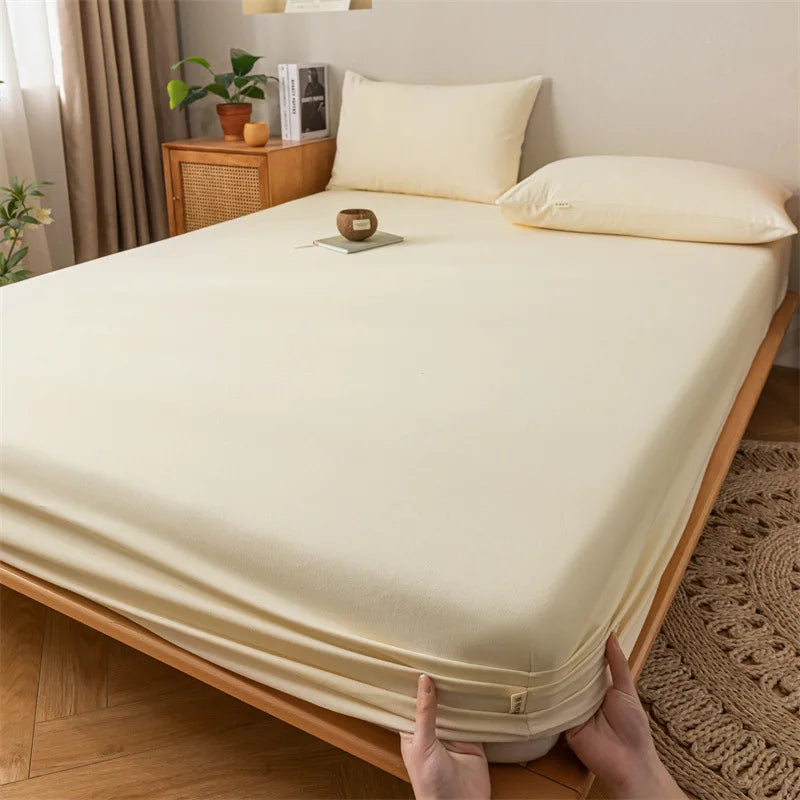 DecorBites™ Coarse Cloth Prue Cotton Queen Fitted Sheet Set with Pillowcases
