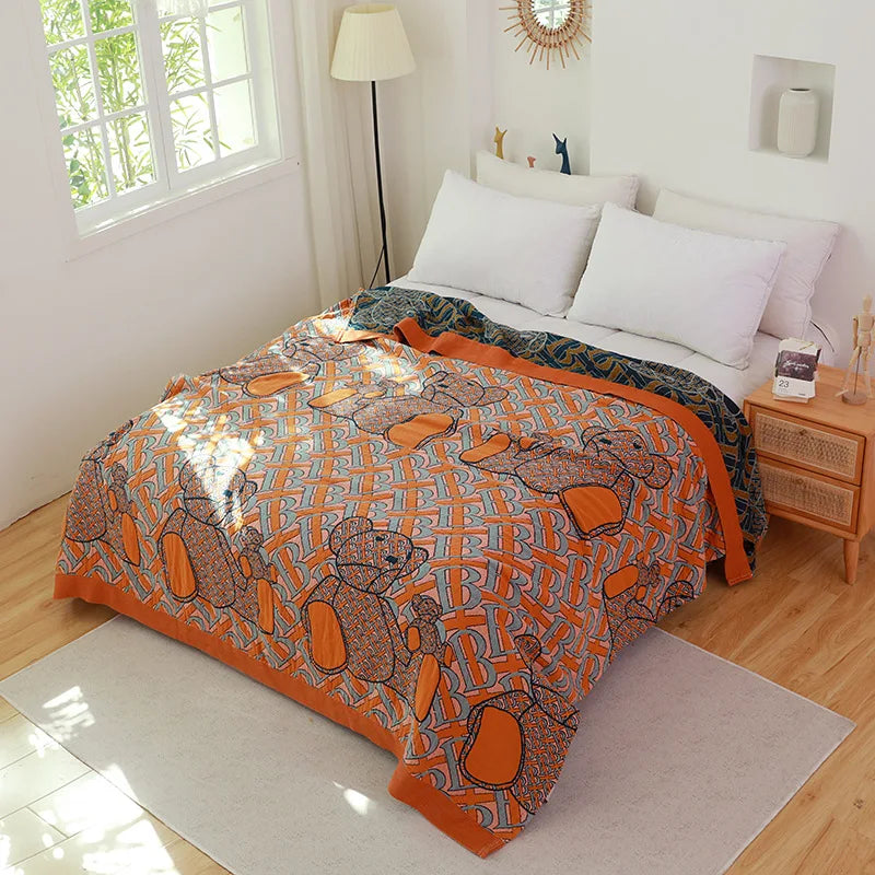 Couverture Serviette en Gaze de Coton DecorBites™ - Jacquard Double Face Teint en Fil pour Adultes et Enfants