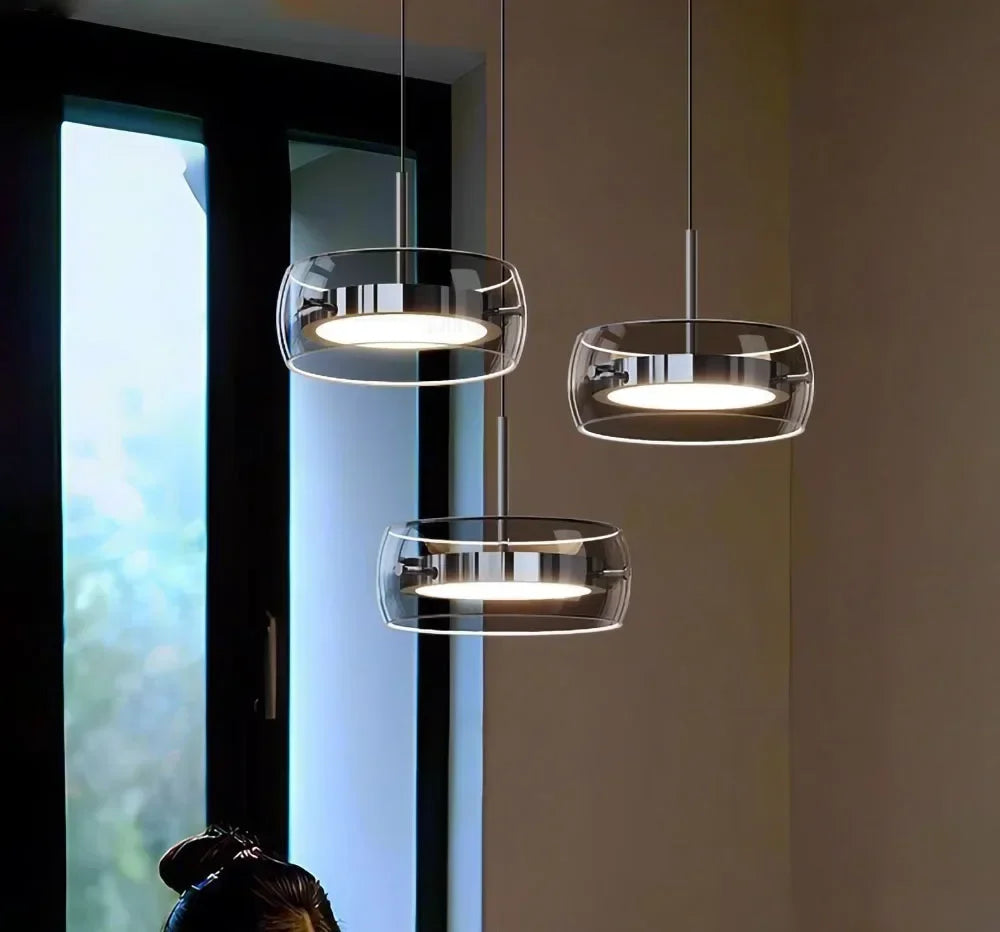 Modern Gray Glass Pendant Light With Plated Finish