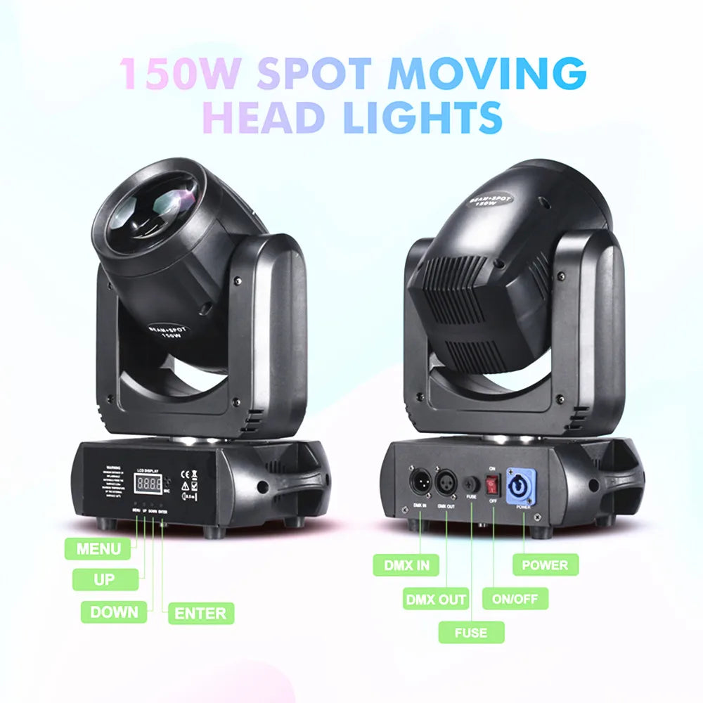 DecorBites™ 150W Mini LED Moving Head Beam & Spot Light with 18 Rotating Prisms