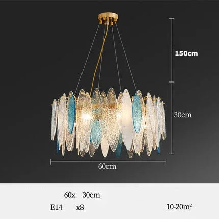 ثريا زجاجية ذهبية بإضاءة ليد من DecorBites™ لغرفة الطعام والمعيشة وغرفة النوم_الكلمة الرئيسية: مصابيح متدلية