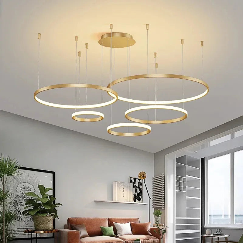 مصباح قلادة حلقي LED أكريليك DecorBites™، تصميم حديث بسيط للثريا الفنية