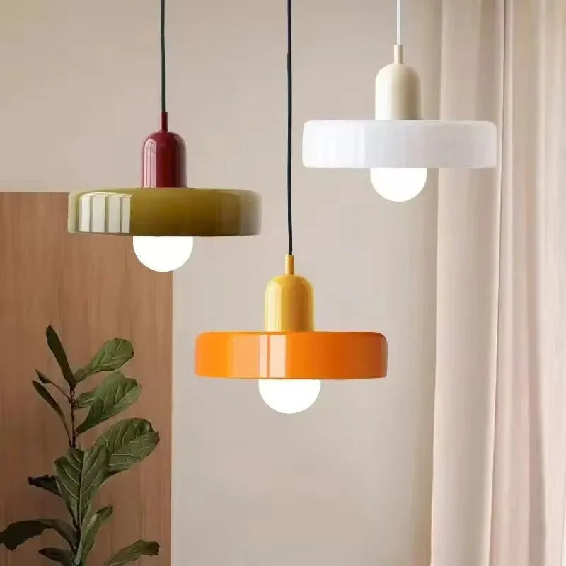 Nordic Vintage Orange Glass Pendant Light