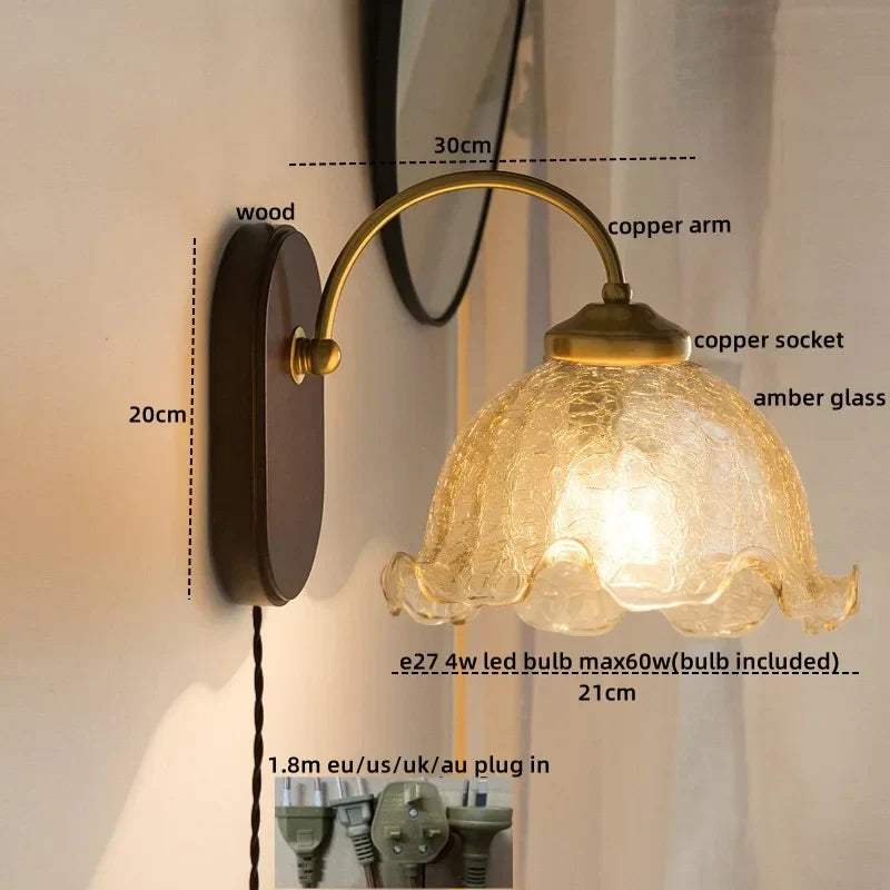 DecorBites™ Glass Copper LED Wall Lights - Nordic Modern Bedroom Bathroom Living Room Lamp