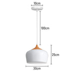 Nordic White Iron Pendant Light With Wood Accent