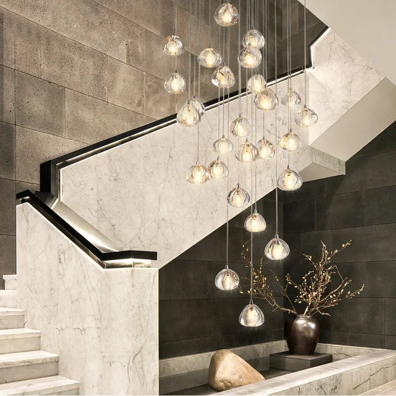 DecorBites™ Crystal Ball Chandelier: Modern LED Stair Chandelier for Living Room and Kitchen