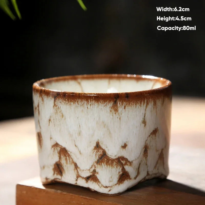 فنجان شاي سيراميك من DecorBites™ ياباني الصنع بتأثير الفرن - كوب قهوة إسبريسو خزفي، فنجان شاي كونغ فو