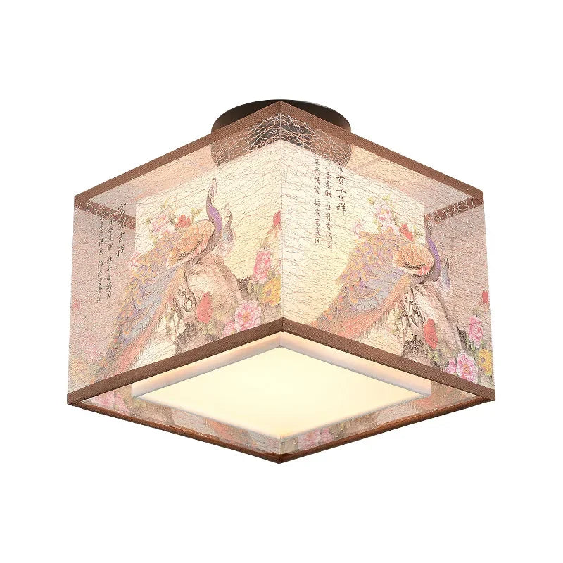 ثريا سقف صينية من DecorBites™ Lotus، مصباح ممر بسيط، إضاءة LED للوحات