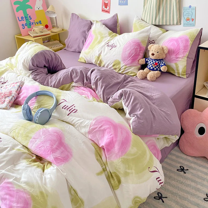 DecorBites™ Cloud Cotton Printed Bedding Sets | Super Soft Quilt Set for School Home Twin King