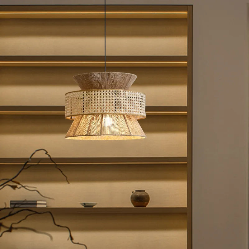 DecorBites™ Handmade Hemp Rope Chandelier Pendant Light for Restaurant and Cafe