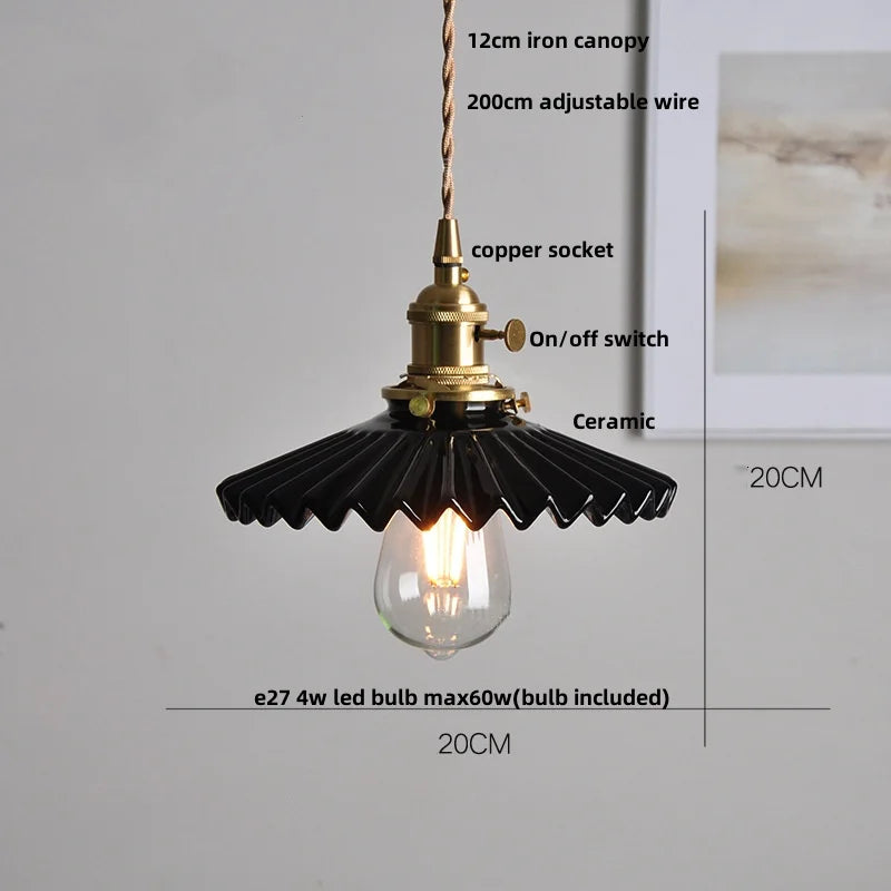DecorBites™ Ceramic Copper Pendant Light Bar Coffee Kitchen E27 Knob Switch LED Fixture