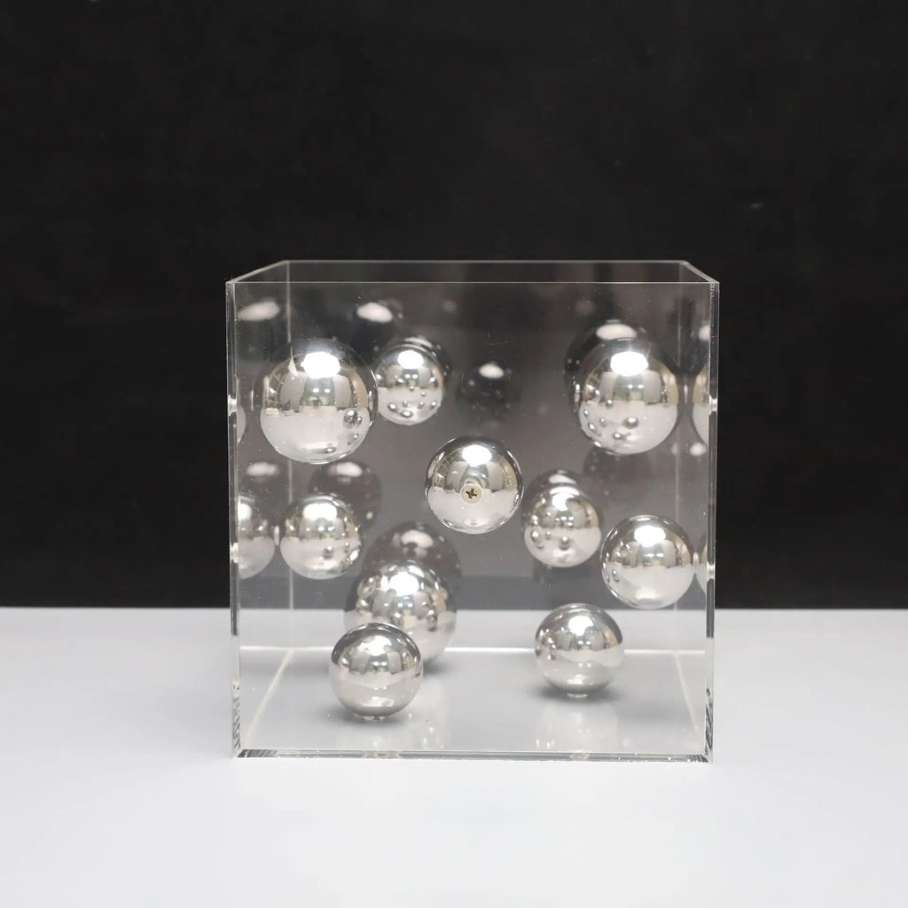 DecorBites™ Abstract Metal Ball Artworks in Transparent Acrylic Container Boxes