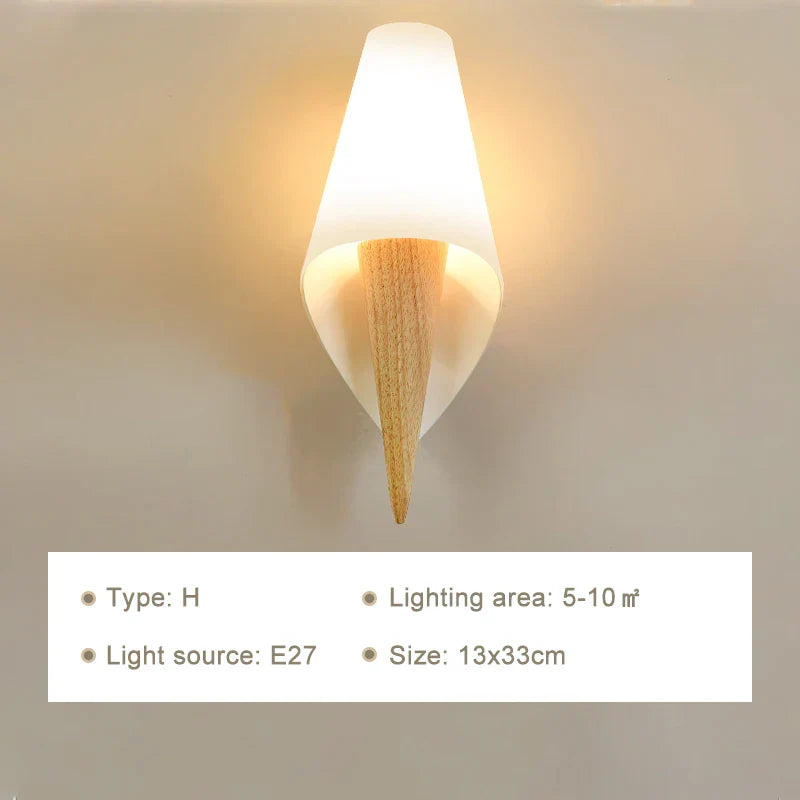 DecorBites™ LED Wooden Wall Lamps for Bedroom Stairs Interior Lighting Sconce Fixtures