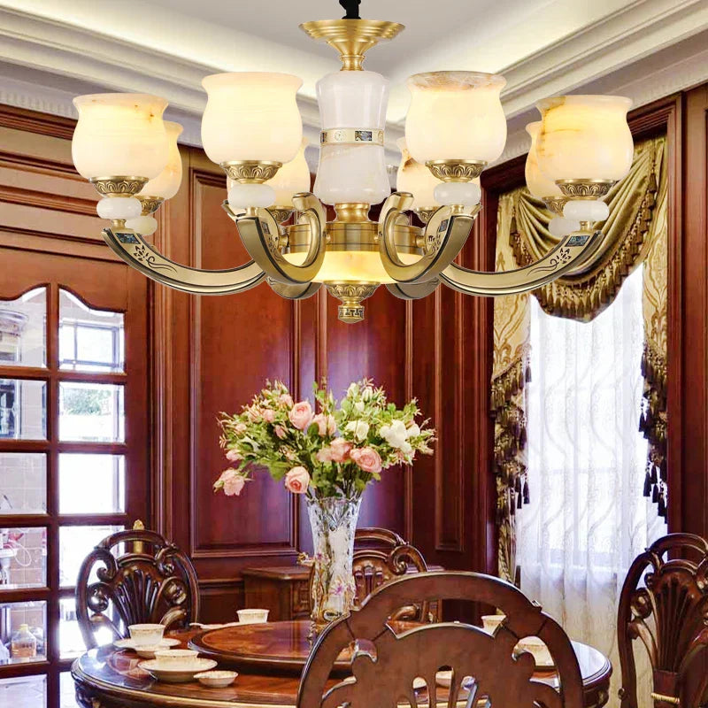 DecorBites™ Copper Jade Pendant Lamp: Modern Chinese Style Dining Room Decor for Villas