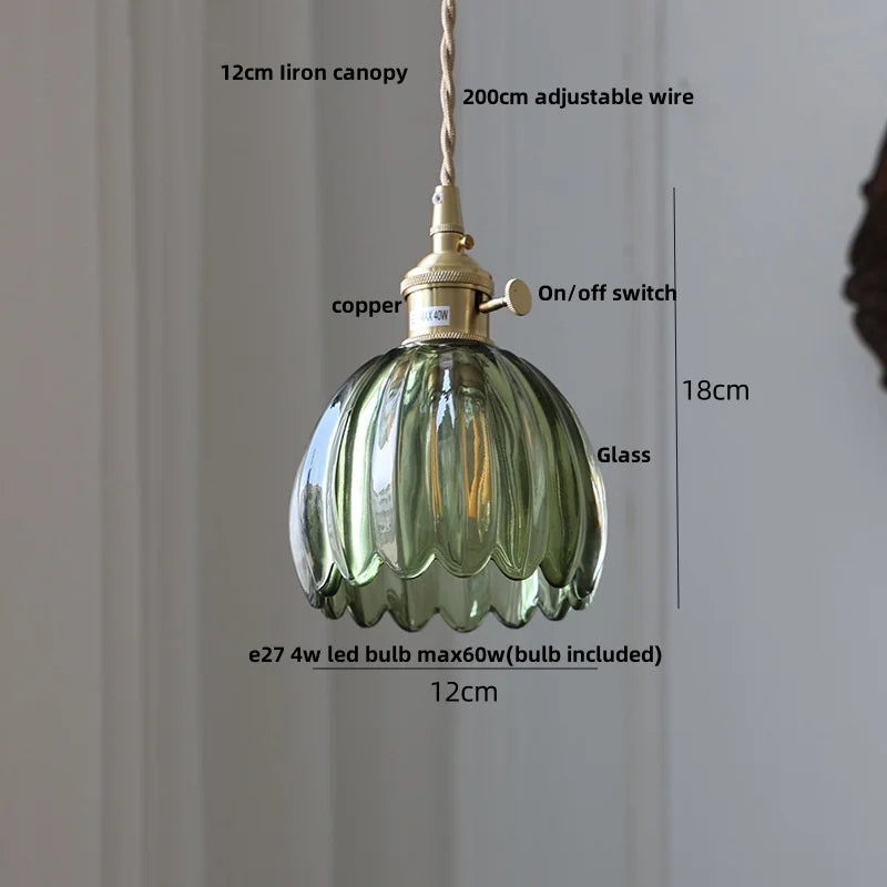 DecorBites™ Clear Glass LED Pendant Light Fixture Modern Copper Knob Switch Hang Lamp
