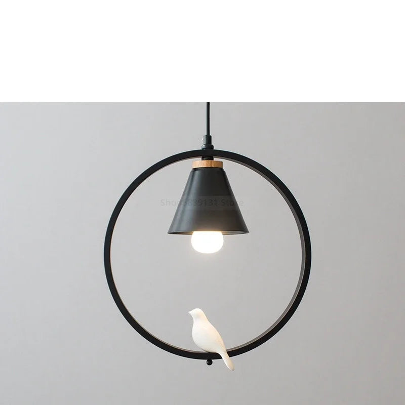 DecorBites™ Iron Ring Pendant Lights Children Bedroom Hanging Lamps LED Bird Fixtures
