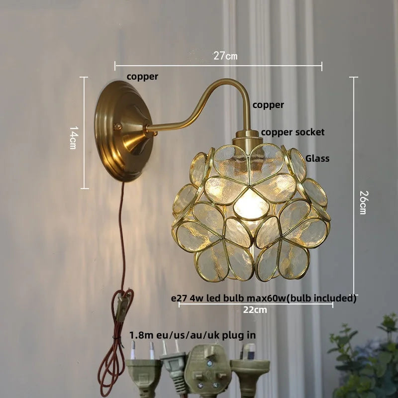 DecorBites™ Clear Glass LED Wall Sconce Nordic Modern Brass Light Fixture Applique Murale