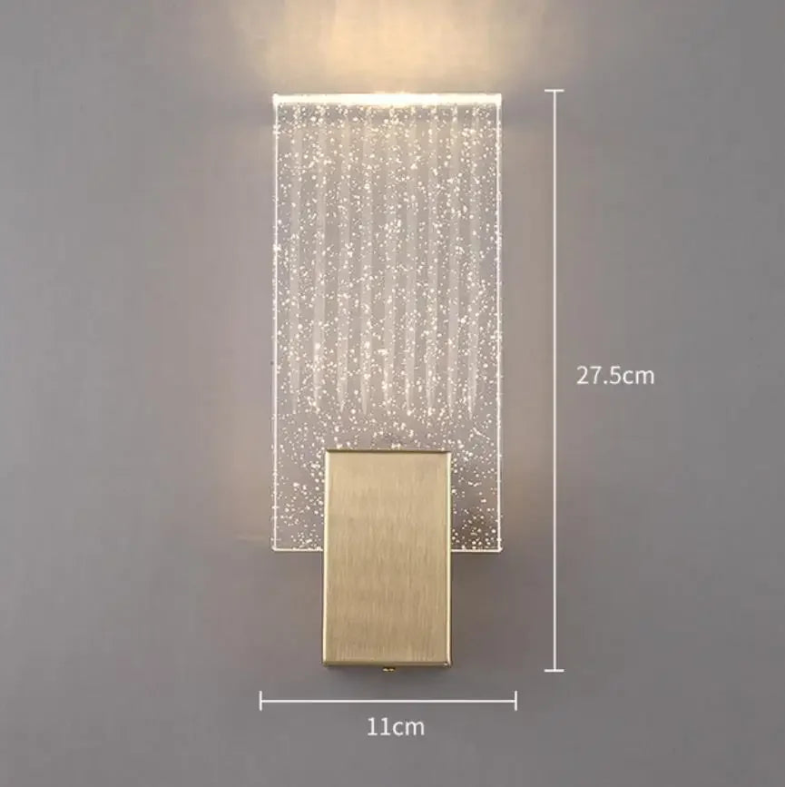 DecorBites™ مصباح حائط زجاجي كريستالي ذهبي لديكور غرف النوم الفاخرة