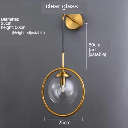 DecorBites™ Golden Glass Ball Wall Sconce Light Fixture for Modern Living Room Decor