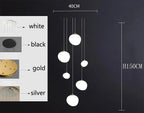 Modern Brushed Stainless Acrylic Multi-Head Pendant Light