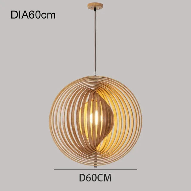 ثريا خشبية معلقة على شكل قمر ياباني من DecorBites™ لديكور المنزل
