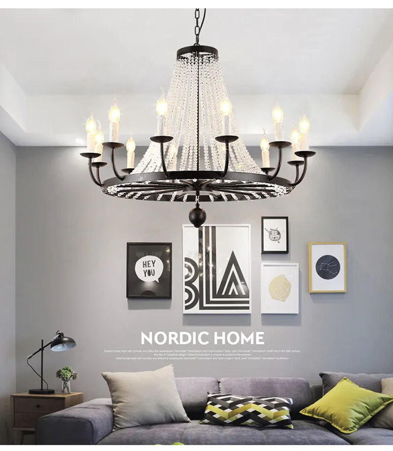 DecorBites™ Country Candle Crystal Chandelier for Home Decoration
