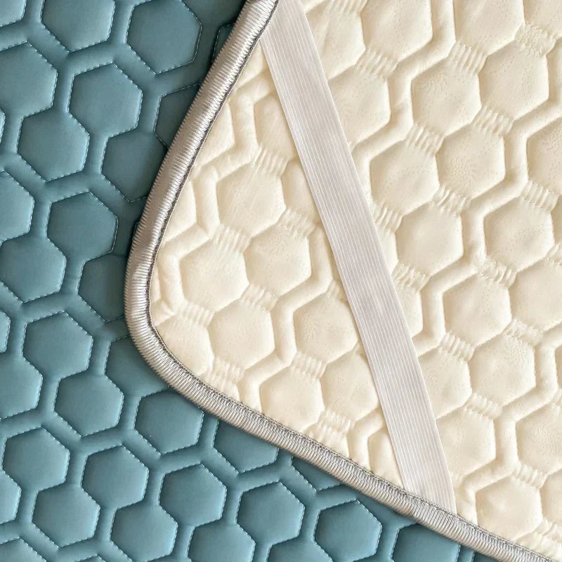 DecorBites™ 4mm Latex Filled Bed Mat & Pillowcase Set - Cooling Ice Silk Sleep Mats