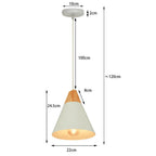 Nordic White Iron Pendant Light With Wood Accent