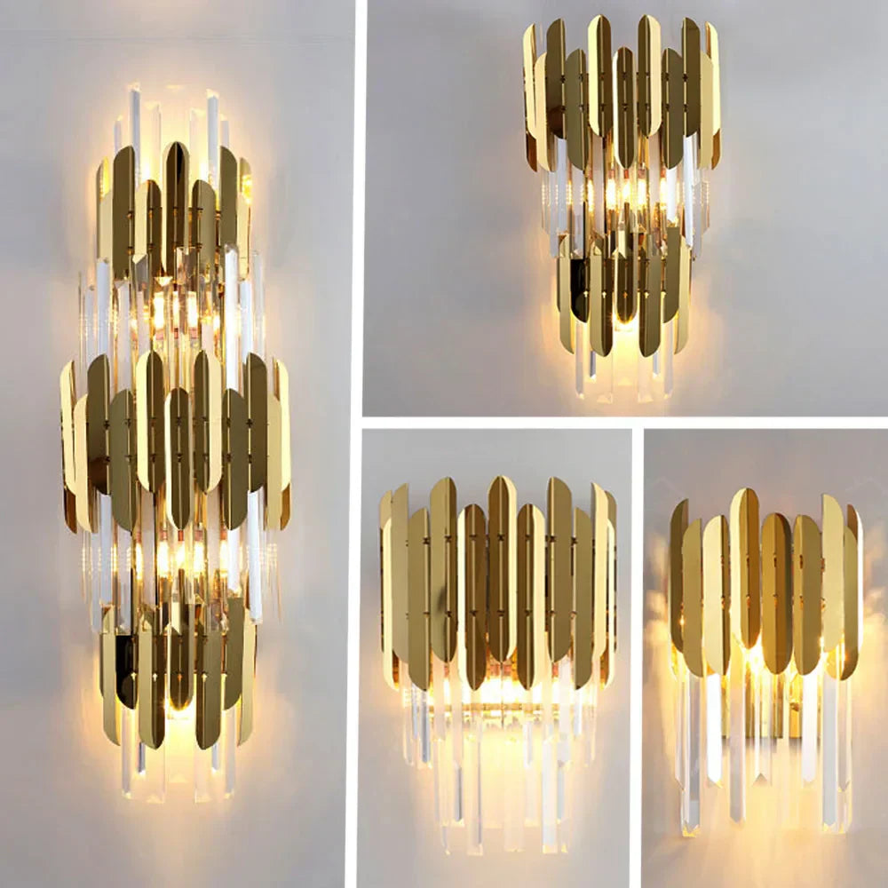 مصباح حائط LED ذهبي كريستالي من DecorBites™ لإضاءة منزلية أنيقة