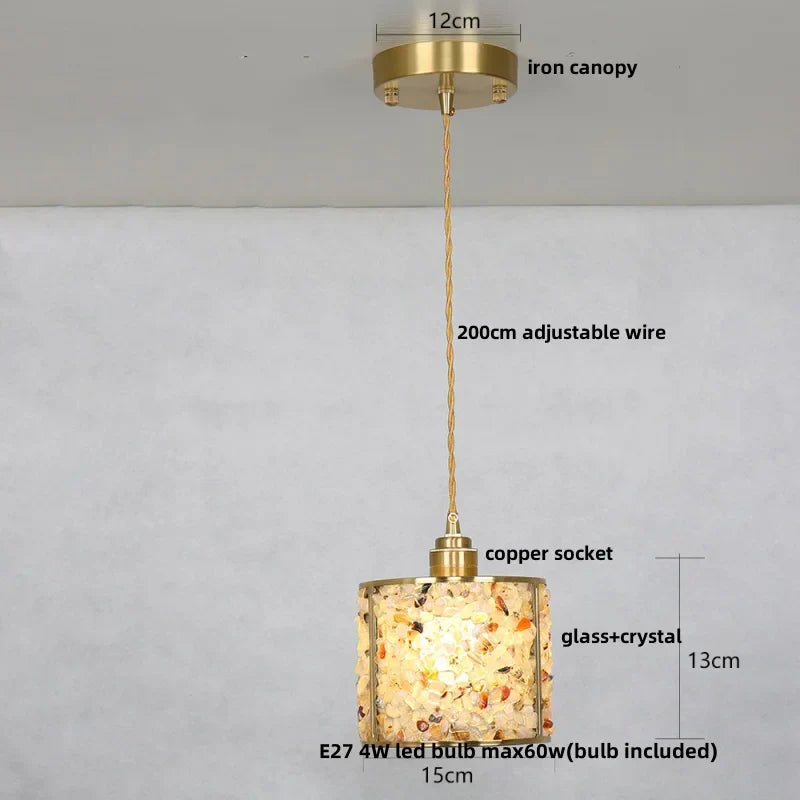 DecorBites™ Copper Walnut LED Pendant Lamp Crystal Glass Hanging Light