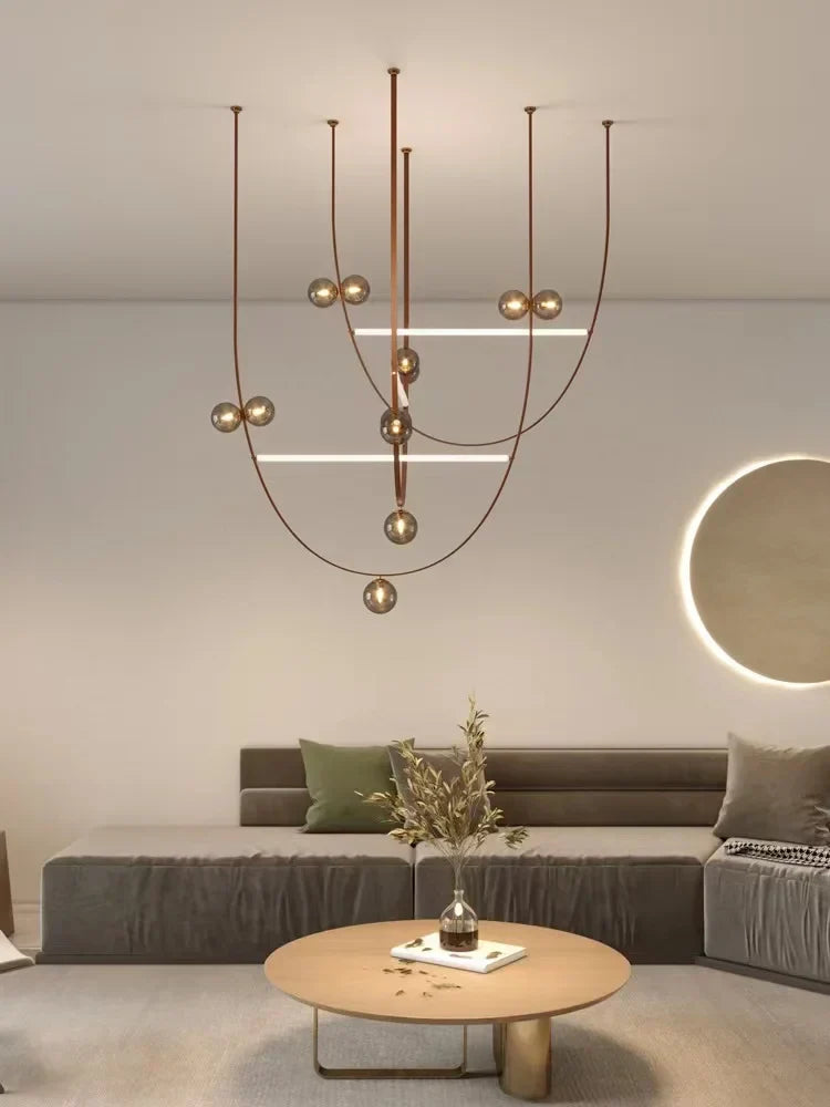DecorBites™ ثريات جلدية 2023 إضاءة ديكور منزلي LED بسيطة لغرفة المعيشة