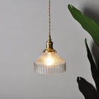 Japanese Pastoral Glass Pendant Light With Copper Accents
