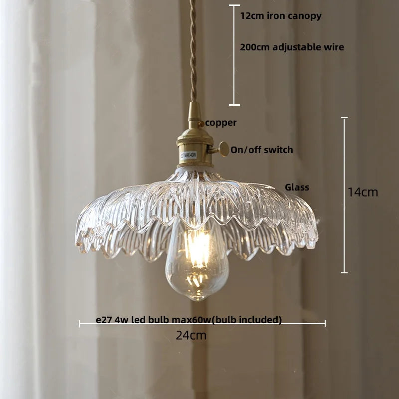 DecorBites™ Amber Glass LED Hanging Lamp - Adjustable Nordic Stair Pendant Light