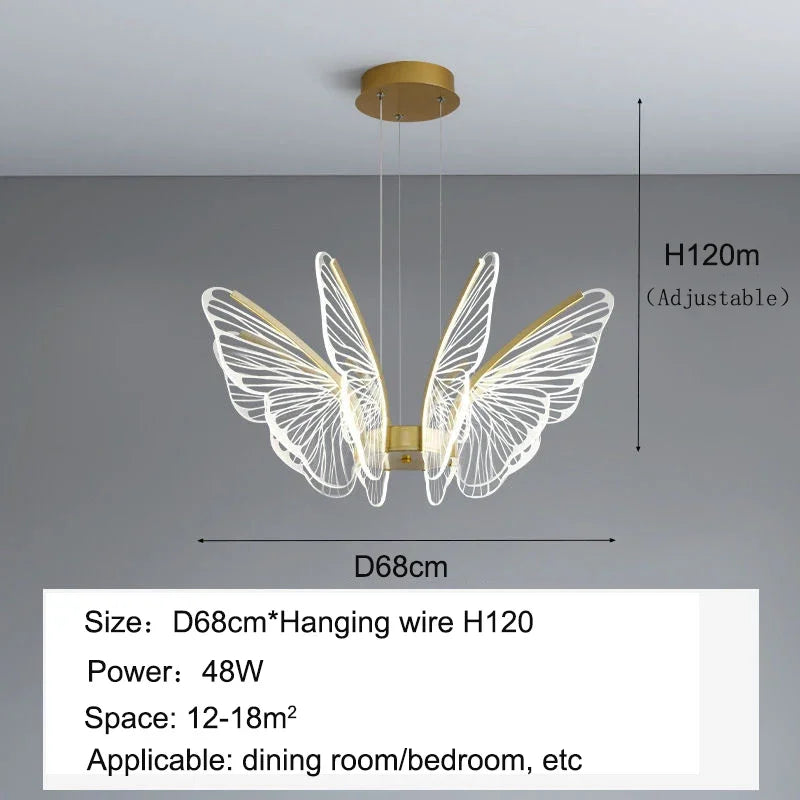 ثريا سقف فراشة LED من DecorBites™ - إضاءة قلادة فاخرة لغرفة النوم والمعيشة والطعام