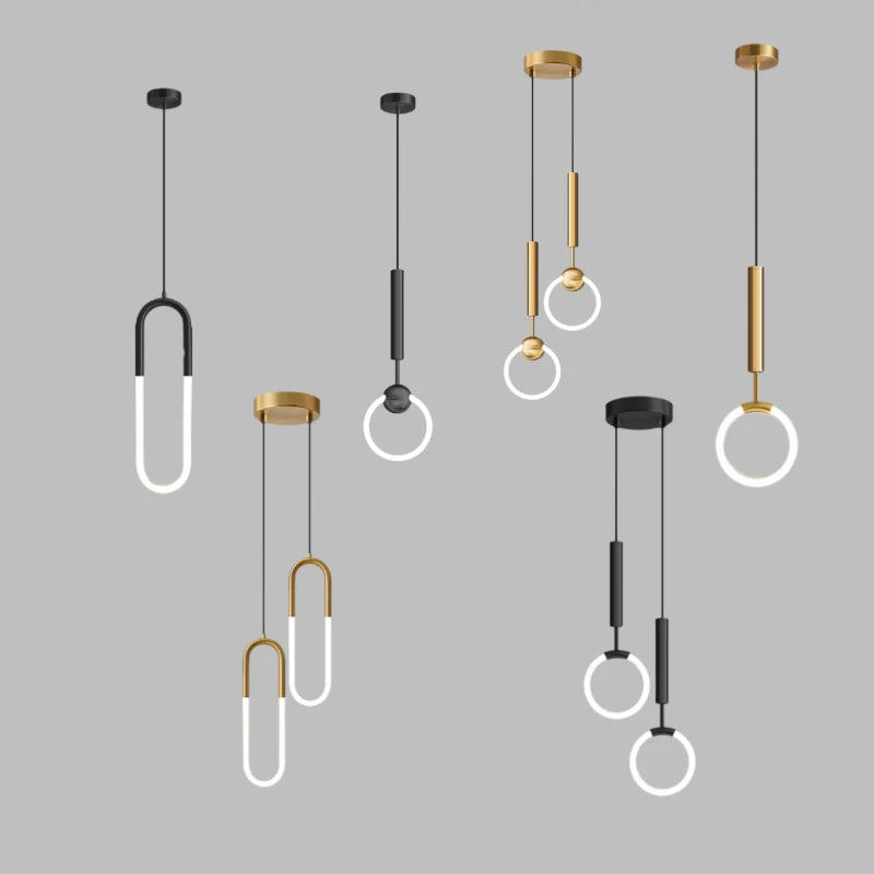 Modern Black Gold Iron Acrylic Pendant Light
