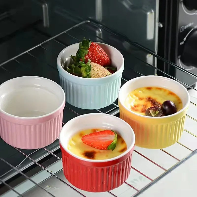 DecorBites™ Ceramic Baking Bowl 3.5 Inch High Temp Resistant Dessert Pudding Bowl